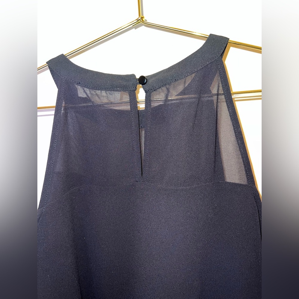 Monteau Black Tiered Chiffon Halter Tank Top Small NWT Sheer Back - Picture 3 of 6